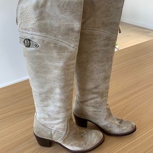 Frye over the knee stacked heel boot